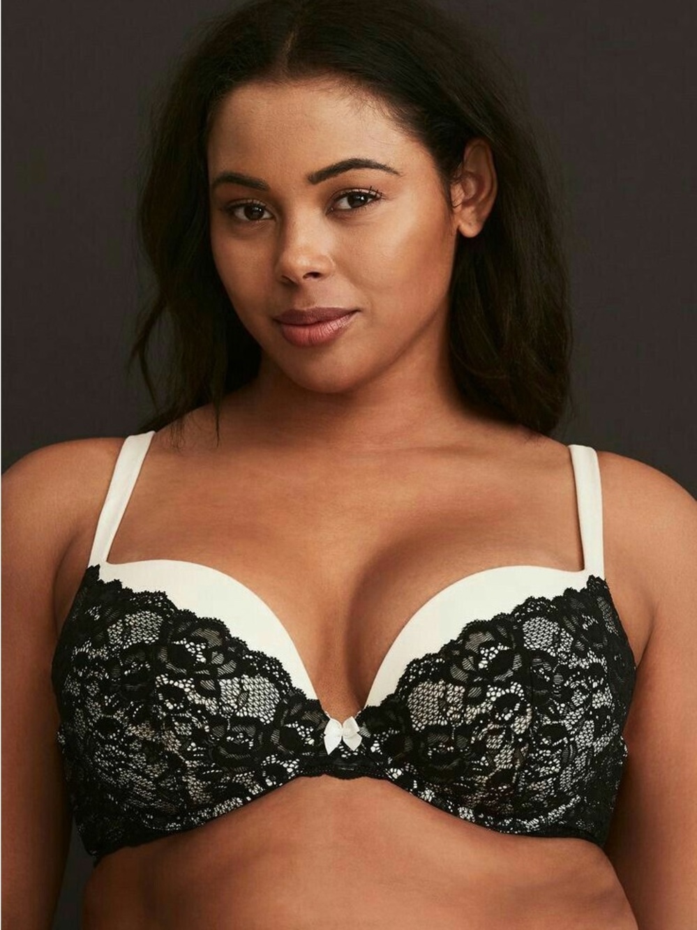 Torrid Curve Plunge Bra 48C Black Ivory Lace